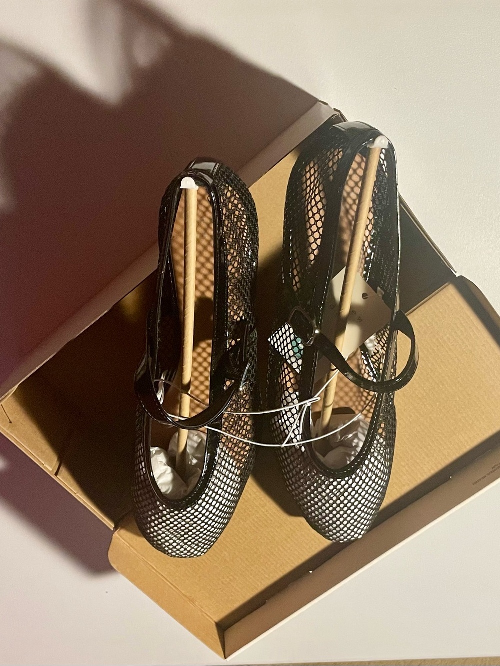 Black Mesh Ballet Flats with Ankle Strap A New Day NIB Summer Ladies Size 9 1/2